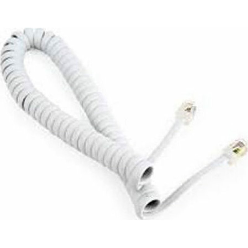 CABLEXPERT TC4P4CS-2M-W Telephone Handset Spiral Cord RJ10 4P4C 2m White 0021136