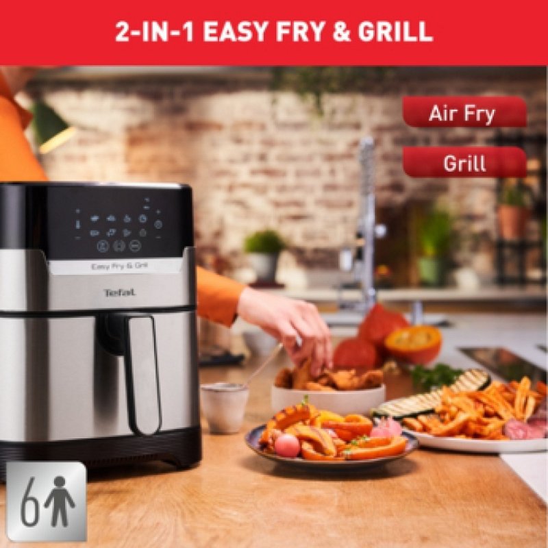 TEFAL Easy Fry & Grill Digit EY505 Φριτέζα Αέρος με Αποσπώμενο Κάδο 4.2lt Ασημί 0033314