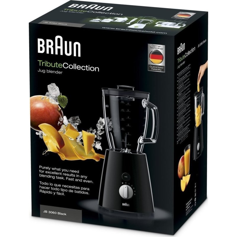 BRAUN JB3060BK TRIBUTE Type 6186 Μπλέντερ για Smoothies με Γυάλινη Κανάτα 1.75lt 800W Μαύρο 0036280