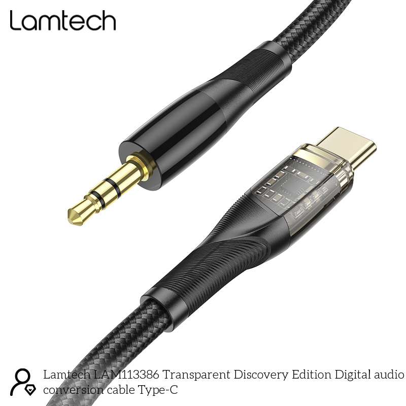 LAMTECH καλώδιο ήχου type-c σε  3.5mm jack BLACK 1M 0037736