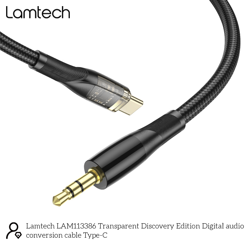 LAMTECH καλώδιο ήχου type-c σε  3.5mm jack BLACK 1M 0037736