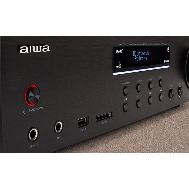 AIWA AMR-200DAB/BK Τελικός Ενισχυτής Hi-Fi Stereo 100W/4Ω Μαύρος 0040222