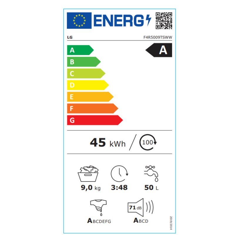 LG F4R5009TSWW Πλυντήριο Ρούχων 9kg με Ατμό 1400rpm 0041088