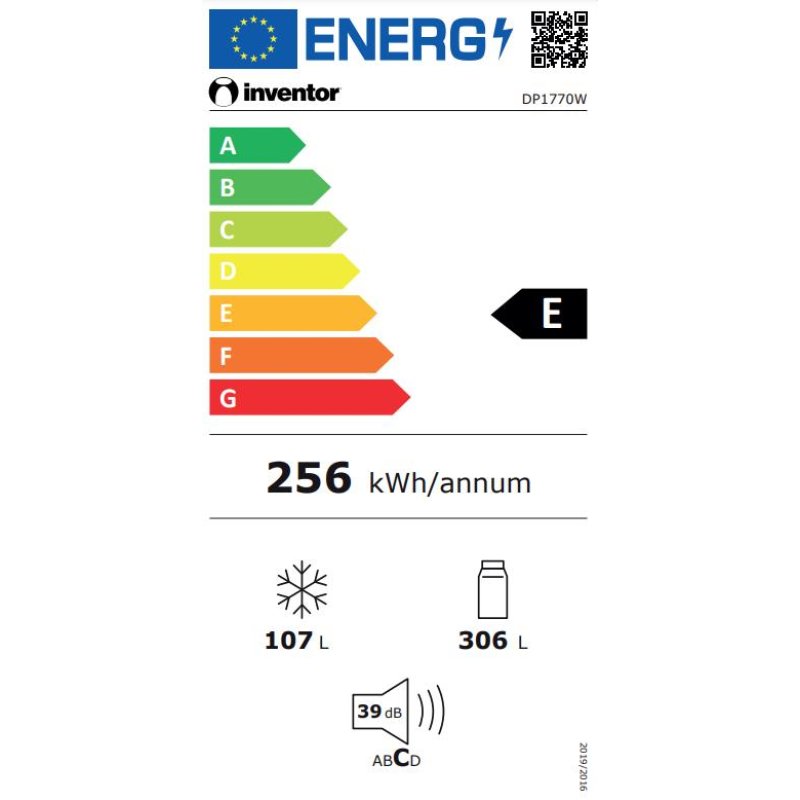 INVENTOR DP1770W Ψυγείο Δίπορτο 413lt Total NoFrost Υ172.3xΠ70xΒ67εκ. Λευκό 0041273
