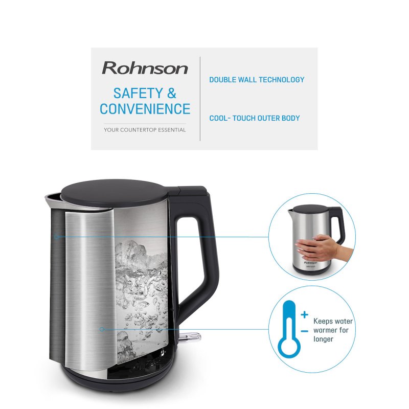 ROHNSON R-7530 Βραστήρας 1.5lt 2200W Ασημί 0038597