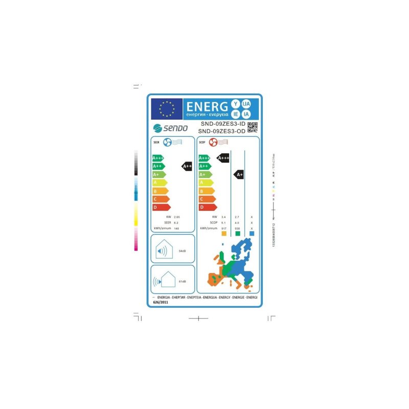 SENDO ZEAS 3 SND-09ZES3-ID/SND-09ZES-OD Κλιματιστικό Inverter 9000 BTU (9άρι) 0035850