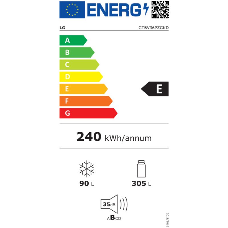 LG GTBV36PZGKD Ψυγείο Δίπορτο 395lt Total NoFrost Υ176xΠ70xΒ68εκ. Inox 0037035