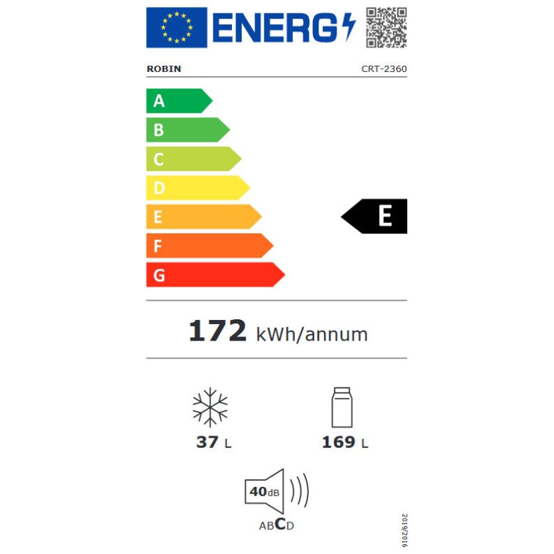 ROBIN CRT-2360 Ψυγείο Δίπορτο Υ143xΠ54.5xΒ55.5εκ. Λευκό 0037980