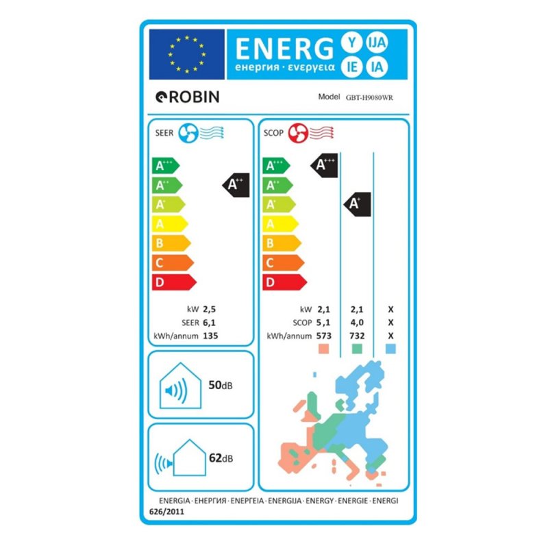 ROBIN GBT-H9080WF Σετ Κλιματιστικού Inventer 9000BTU (9άρι) 0038514