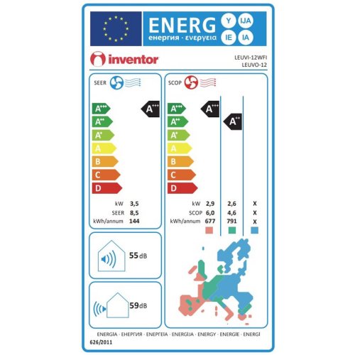 INVENTOR LHUVI-12WFI/LHUVO-12 LEON Κλιματιστικό Inverter 12.000Btu (12άρι) 0038871