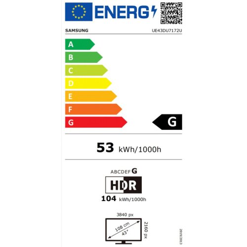 SAMSUNG UE43DU7172UXXH Τηλεόραση 43'' - Smart - 4K UHD 0039067