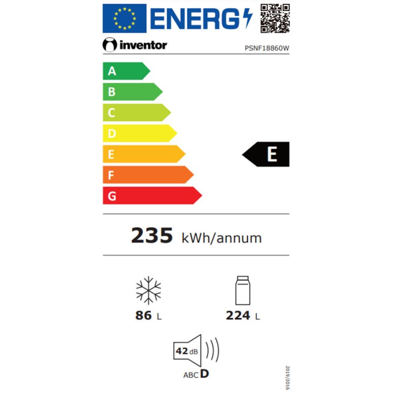 INVENTOR PSNF18860W Ψυγειοκαταψύκτης Total NoFrost Υ188xΠ59.5xΒ63εκ. Λευκός 0039084