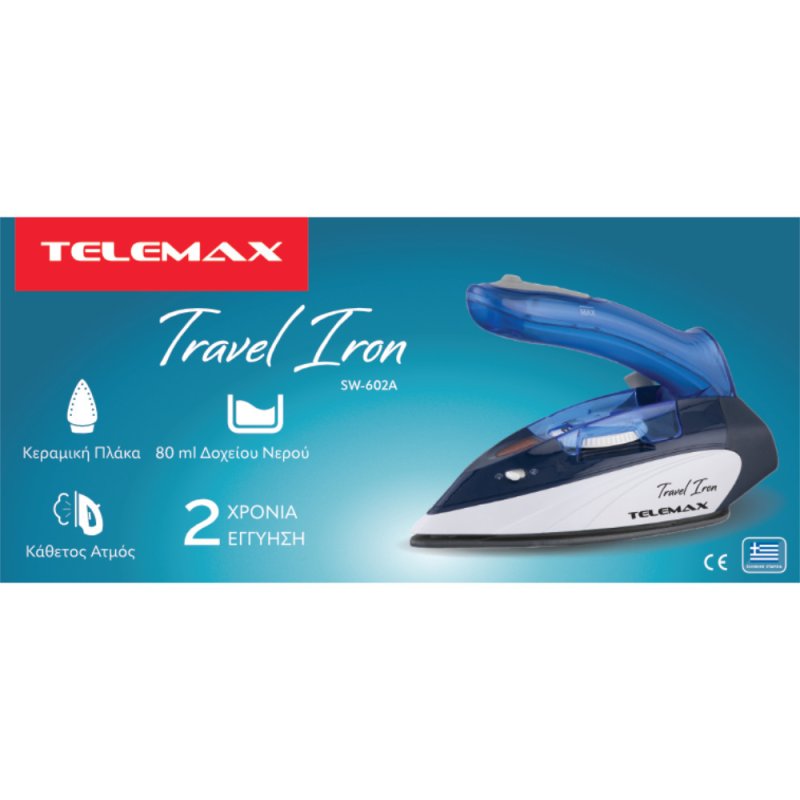 TELEMAX Travel Iron Σίδερο Ταξιδίου Ατμού 1100W 0039135