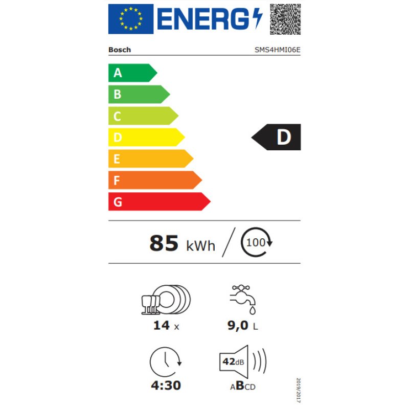 BOSCH SMS4HMI06E Ελεύθερο Πλυντήριο Πιάτων για 14 Σερβίτσια Π60xY84.5cm Inox 0039149