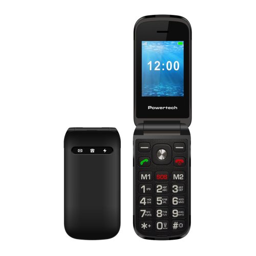 POWERTECH PTM-38 Milly Flip Dual SIM Κινητό με Μεγάλα Κουμπιά Μαύρο 0039182