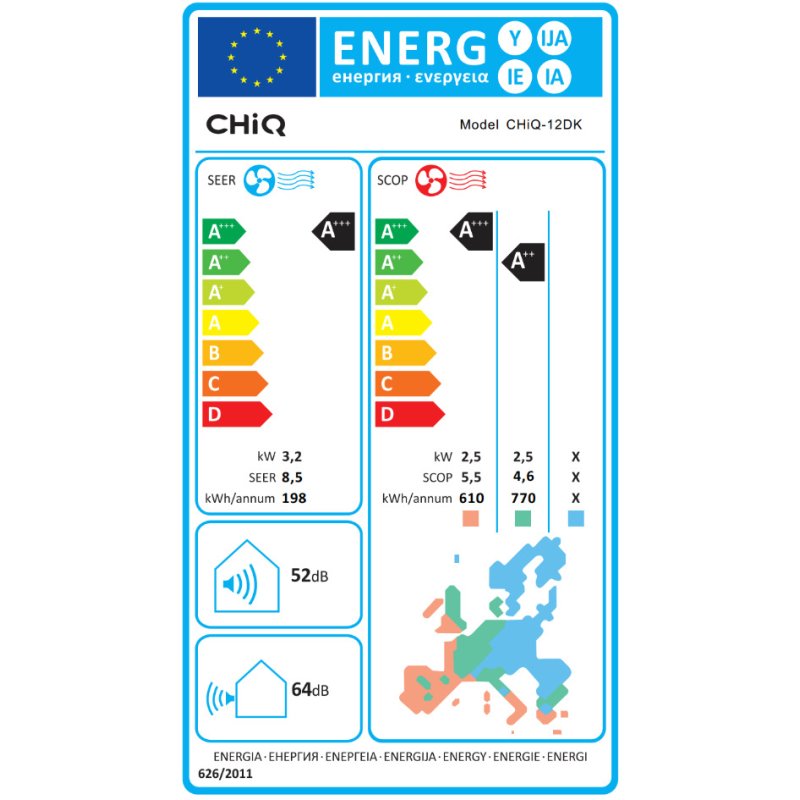 IQ CHiQ 12DK Κλιματιστικό Inverter 12000 BTU A+++/A++ με Ιονιστή και WiFi 0040131