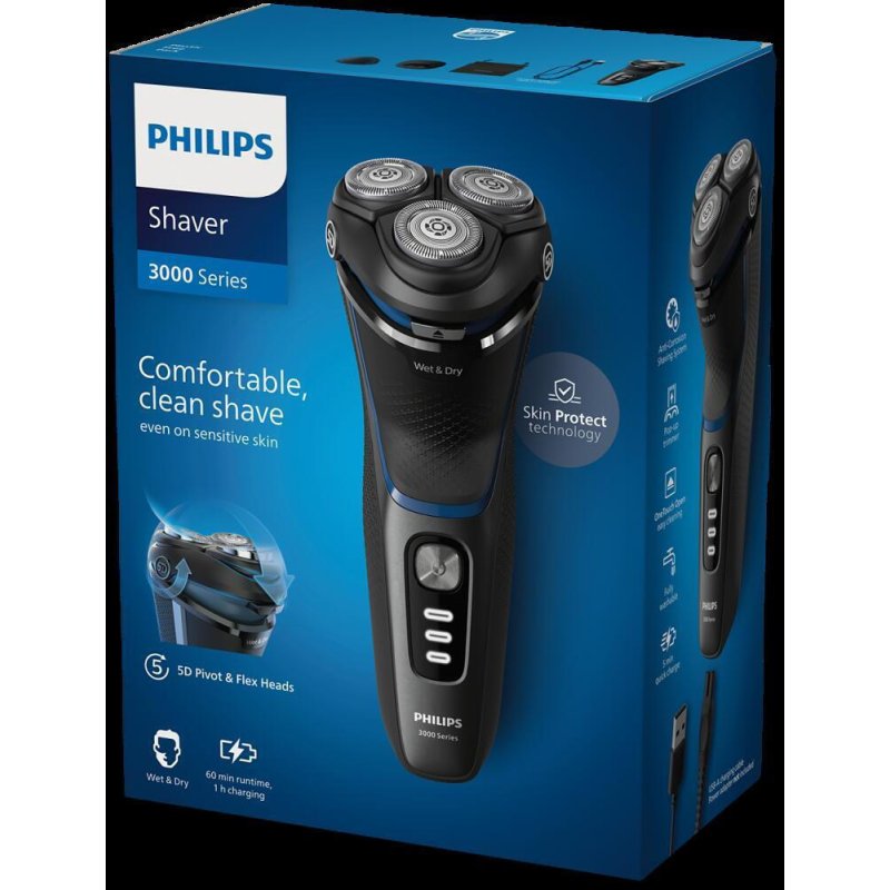 PHILIPS S3344/13 Επαναφορτιζόμενη Κουρευτική Μηχανή για υγρό και στεγνό ξύρισμα 0040450