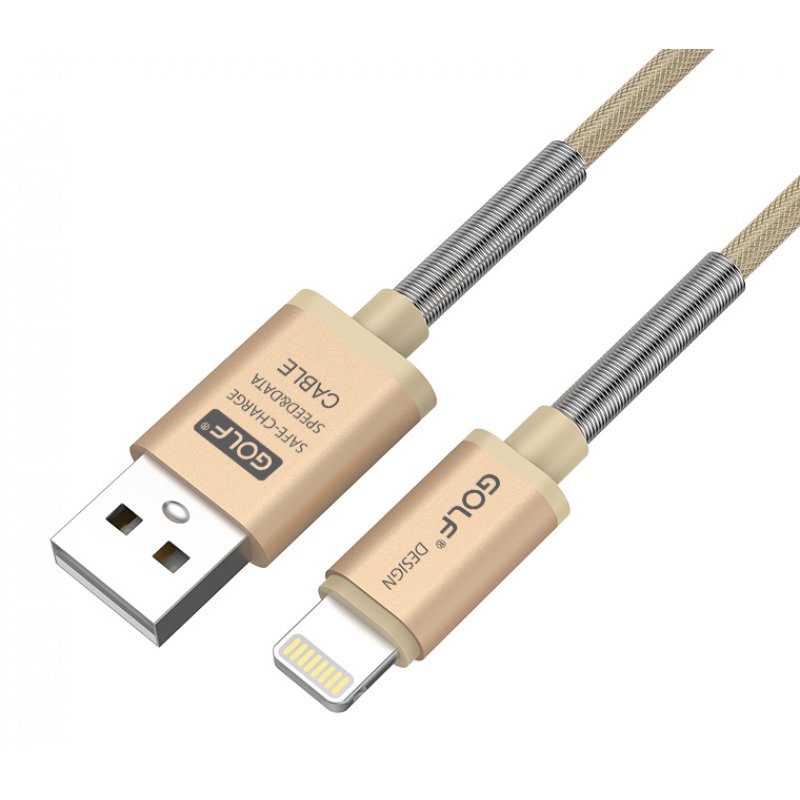 GOLF GC-40I-GD Καλώδιο USB 2.0 σε 8-pin, Fast Charging Sync, Braided, 1m, Gold 0014973