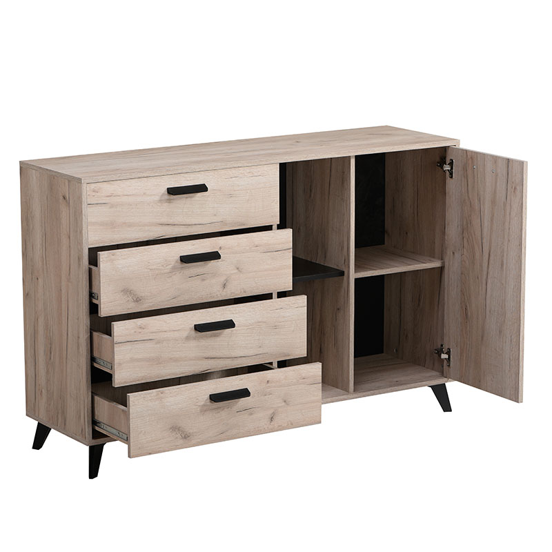 FYLLIANA 11007391 Κομότα Umbria 3K4F Grey Oak-Μαύρο 137,5χ40χ90,5εκ.